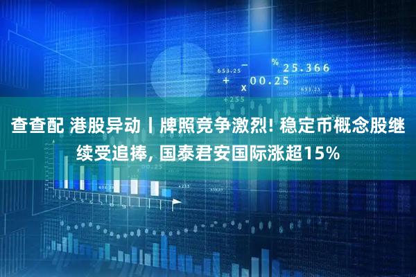 查查配 港股异动丨牌照竞争激烈! 稳定币概念股继续受追捧, 国泰君安国际涨超15%